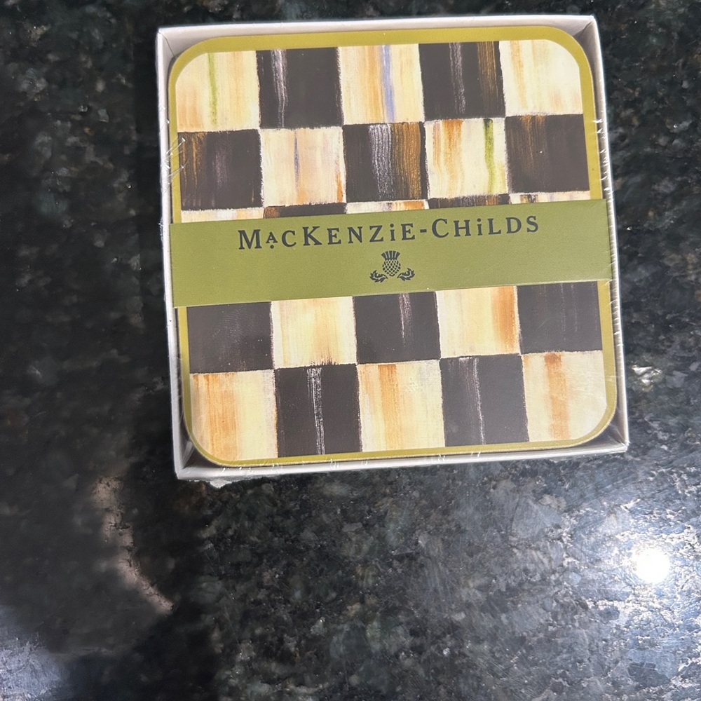 NIB MacKenzie-Childs Courtly Check Coasters Set